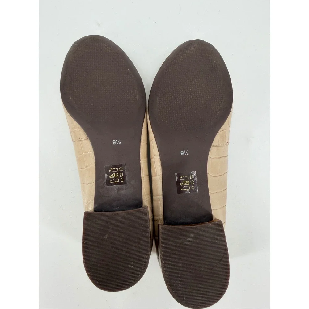 Marc Joseph New York Beige Croc Embossed Leather Flats Shoes Womens 9.5 Brazil